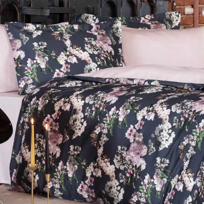 Постельное белье Tivolyo Deluxe "Lavinia", 1,5 спальное, черный