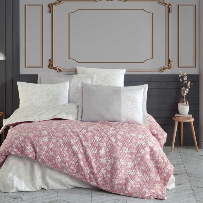 Постельное белье Hobby с покрывалом "Emprime Carmen", 1,5 спальное, сухая роза