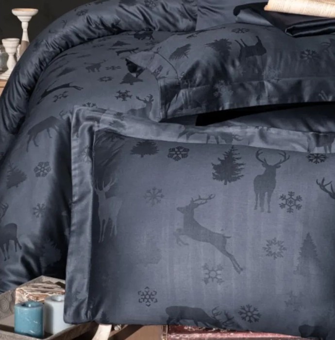 Постельное белье First Choice жаккард  "Midas", 2-х спальное (евро), синий