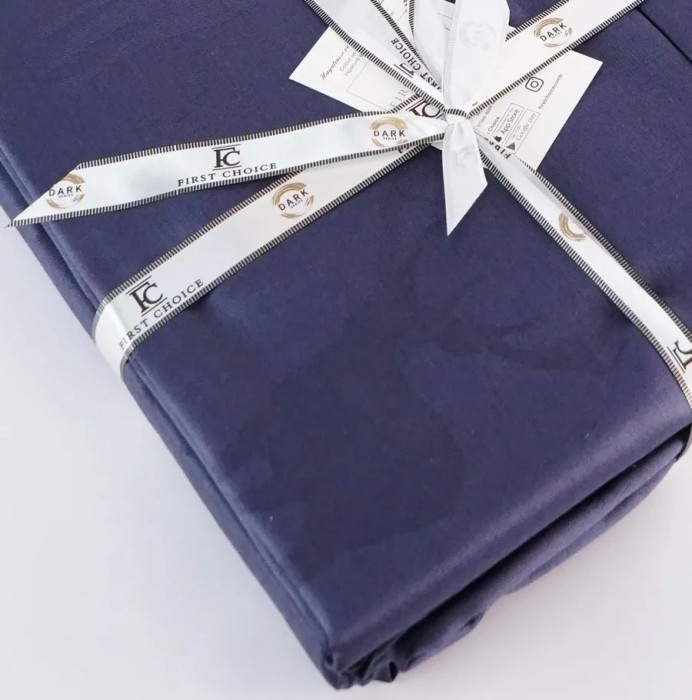 Постельное белье First Choice жаккард  "Midas", 2-х спальное (евро), синий