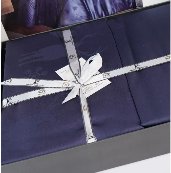 Постельное белье First Choice жаккард  "Midas", 2-х спальное (евро), синий