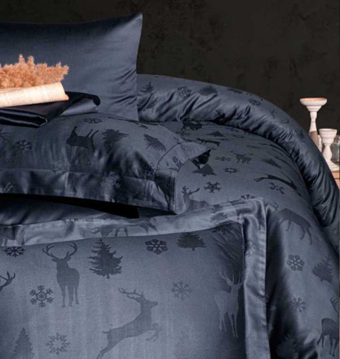 Постельное белье First Choice жаккард  "Midas", 2-х спальное (евро), синий