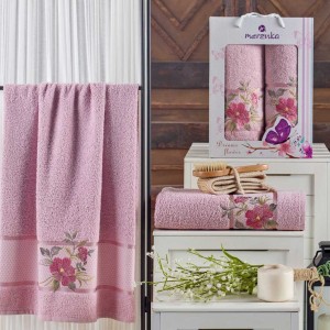 Комплект полотенец MERZUKA "DREAMS FLOWER", 50x90-70x140 см, светло-розовый