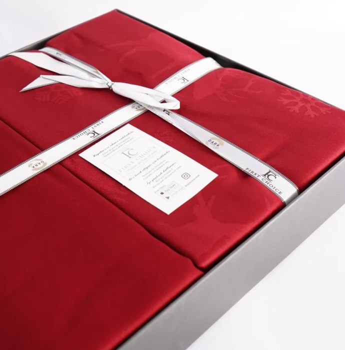 Постельное белье First Choice жаккард  "Midas", 2-х спальное (евро), бордовый