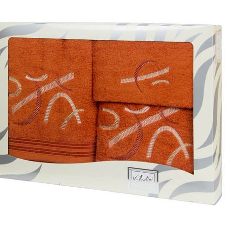 Комплект полотенец Valentini "80701", 1128, 3 шт, оранжевый