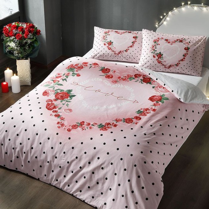 Постельное белье Tac Rnf светящееся "Lover", 2-х спальное (евро), розовый
