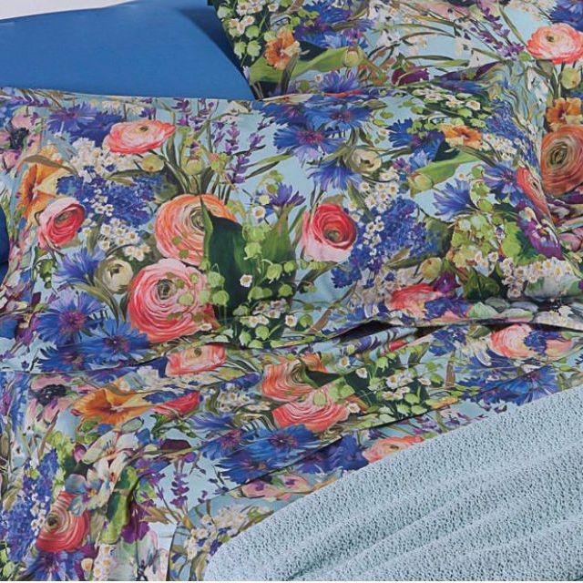 Постельное белье Mirabello "Bouquet Di Campo 04V", семейное, голубой