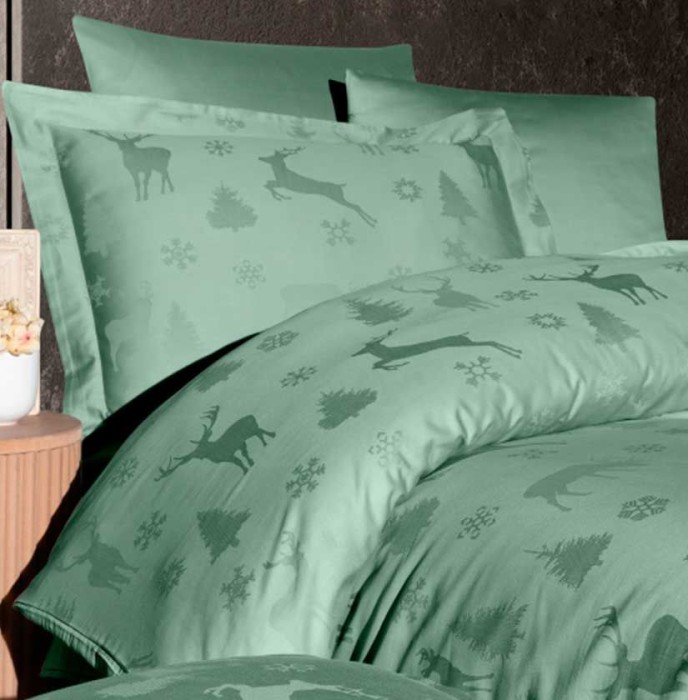 Постельное белье First Choice жаккард  "Midas", 2-х спальное (евро), зеленый