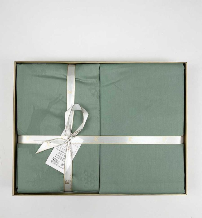 Постельное белье First Choice жаккард  "Midas", 2-х спальное (евро), зеленый