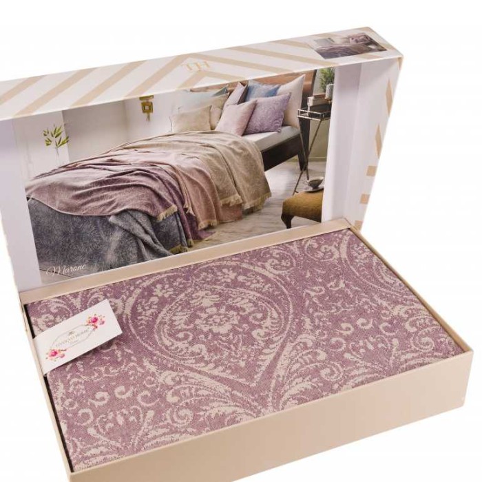 Покрывало Tivolyo жаккард "Marone", 160x220 см, фиолетовый