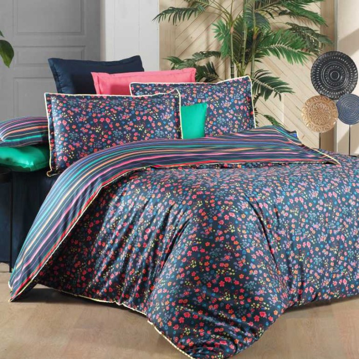 Постельное белье Sarev "Selin", 1,5 спальное, темно-синий