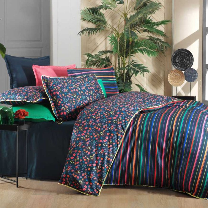 Постельное белье Sarev "Selin", 1,5 спальное, темно-синий