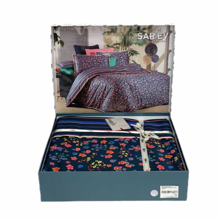 Постельное белье Sarev "Selin", 1,5 спальное, темно-синий