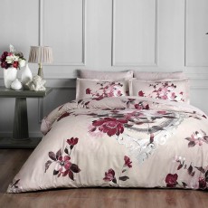 Постельное белье TAC SATIN DELUX "VELLA", 2-х спальное (евро), бордовый