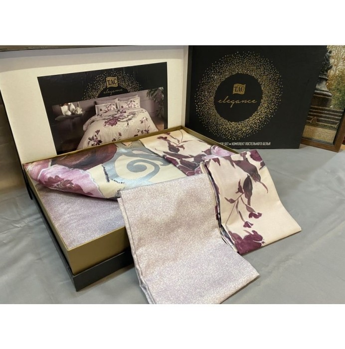 Постельное белье Tac Delux "Vella", 2-х спальное (евро), бордовый