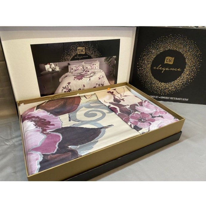 Постельное белье Tac Delux "Vella", 2-х спальное (евро), бордовый