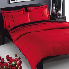 Постельное белье TAC SATEN DELUX "PRESTIGE", 2-х спальное (евро), красный