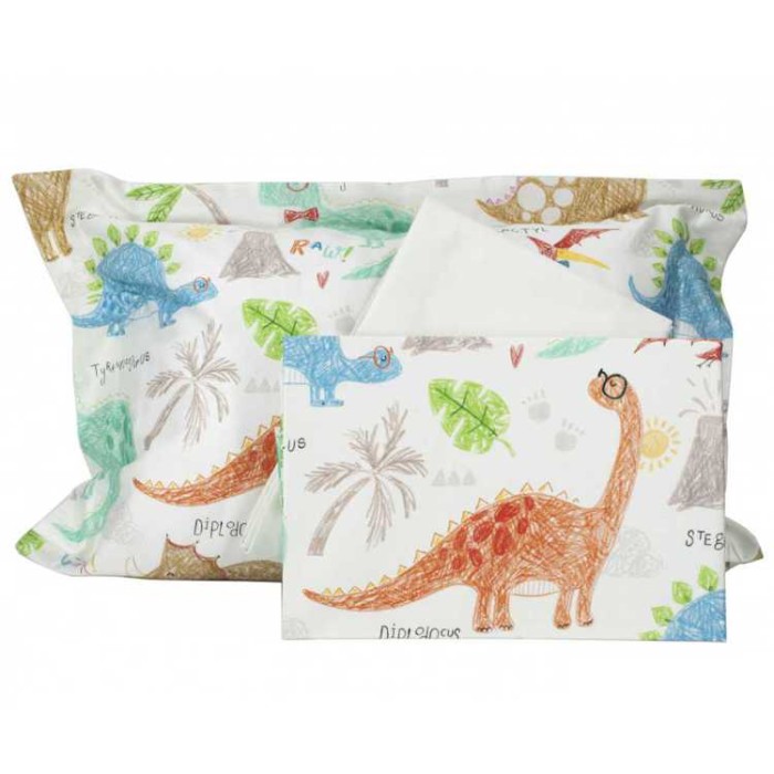 Постельное белье Tivolyo подростковое "Dino", 1,5 спальное, белый