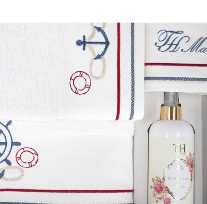Набор полотенец Tivolyo "Navy", 3 шт, белый