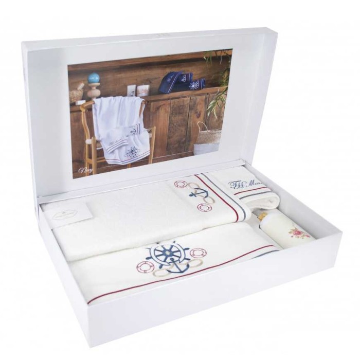 Набор полотенец Tivolyo "Navy", 3 шт, белый