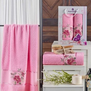 Комплект полотенец MERZUKA "DREAMS FLOWER", 50x90-70x140 см, розовый