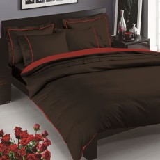 Постельное белье TAC SATEN DELUX "PRESTIGE", 2-х спальное (евро), черный