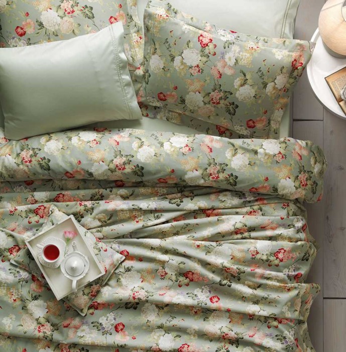 Постельное белье Tivolyo Deluxe "Angelica", 2-х спальное (евро), зеленый