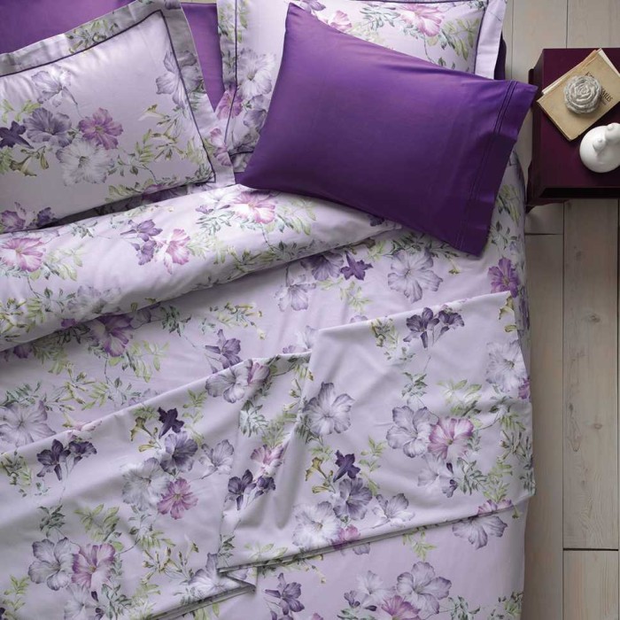 Постельное белье Tivolyo Deluxe "Viola", 2-х спальное (евро), фиолетовый