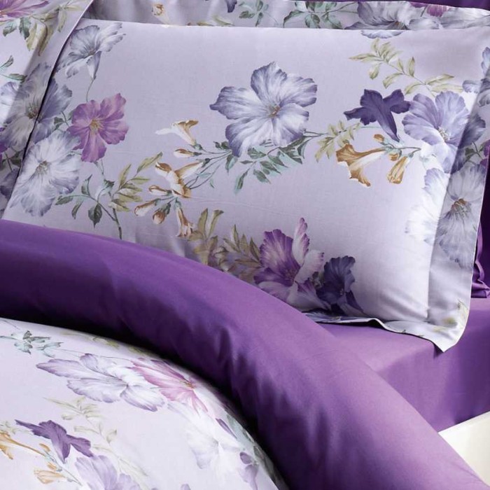 Постельное белье Tivolyo Deluxe "Viola", 2-х спальное (евро), фиолетовый