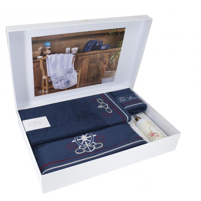 Набор полотенец Tivolyo "Navy", 3 шт, тёмно-синий