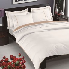 Постельное белье TAC SATEN DELUX "PRESTIGE", 2-х спальное (евро), кремовый