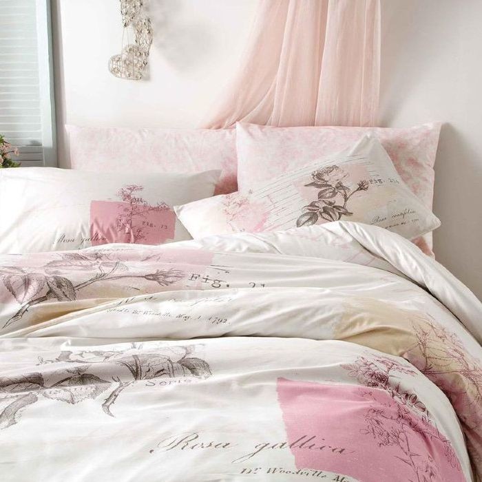 Постельное белье Tac Satin "Betsy", 2-х спальное (евро), розовый