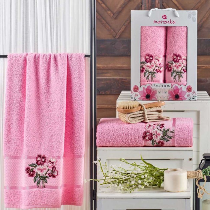 Комплект полотенец Merzuka "Emotion", 50x90-70x140 см, розовый