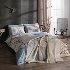 Постельное белье TAC SATIN "LAUREL", 2-х спальное (евро), бирюзовый