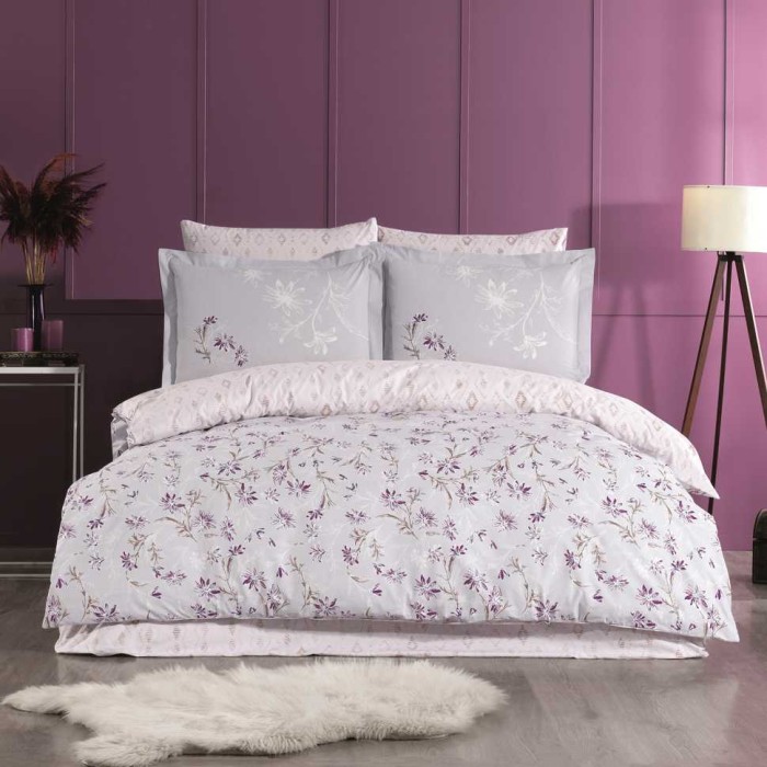 Постельное белье Hobby поплин "Jardin", 2-х спальное (евро), фиолетовый