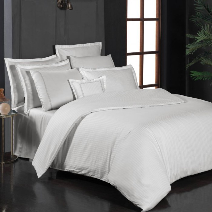 Постельное белье Sarev страйп "Jacquard", 1,5 спальное, белый