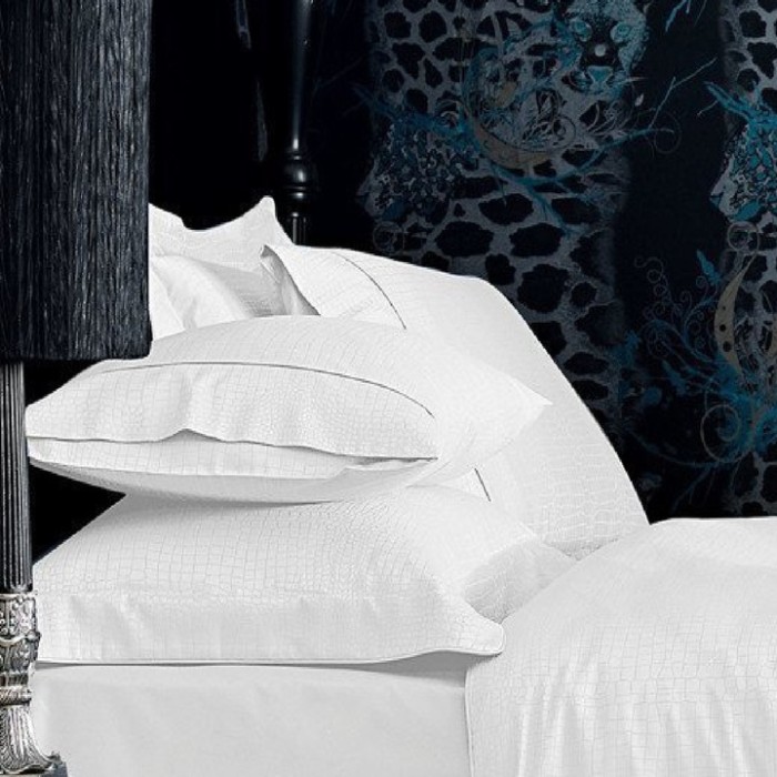 Постельное белье Valeron "Crocodile", 2-х спальное (евро), белый