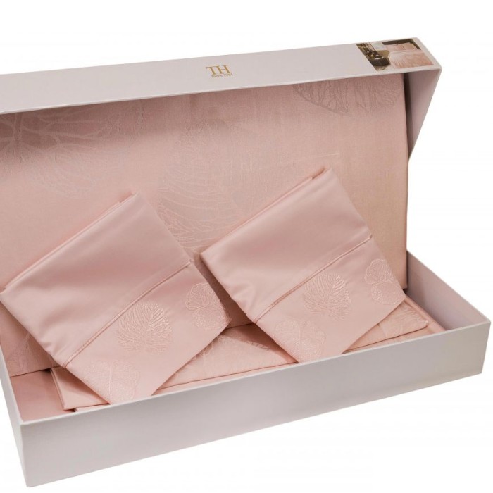 Постельное белье Tivolyo жаккард "Lidia", 2-х спальное (евро), пудра