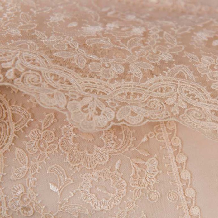 Постельное белье Tivolyo с кружевом "Elegant", семейное, бежевый