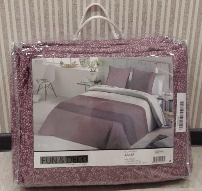 Покрывало с наволочками Antilo бархат "Lancis", 250x270 см, розовый