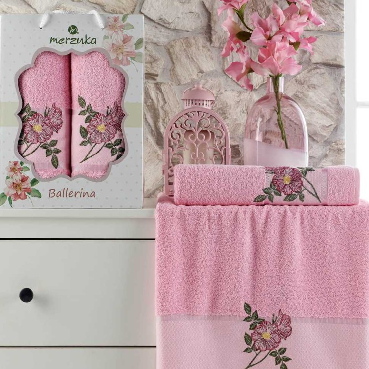 Комплект полотенец METEOR "BALLERINA", 50x90-70x140 см, розовый