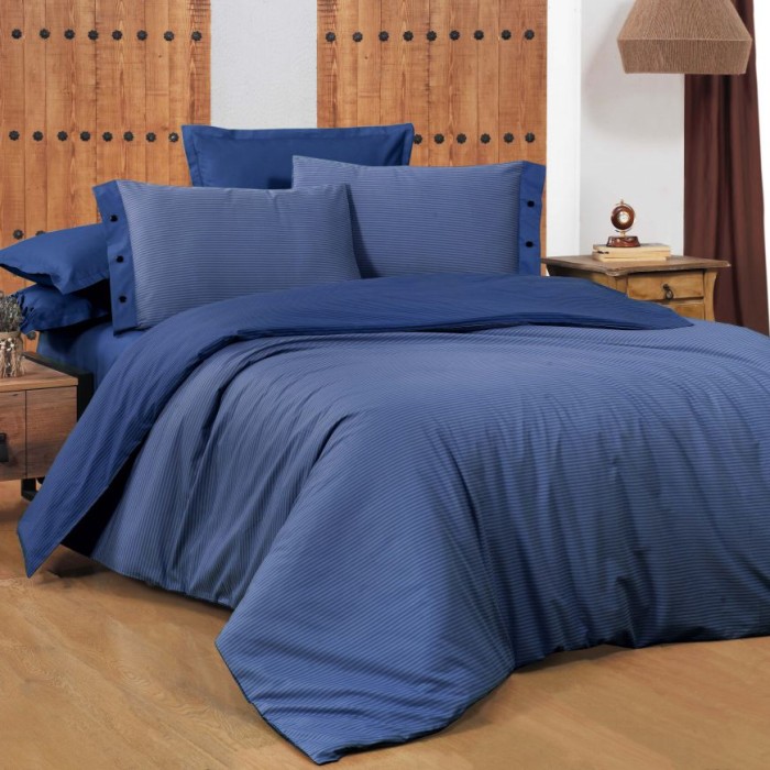 Постельное белье Sarev страйп "New Fancy", 1,5 спальное, темно-синий