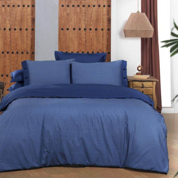 Постельное белье Sarev страйп "New Fancy", 1,5 спальное, темно-синий