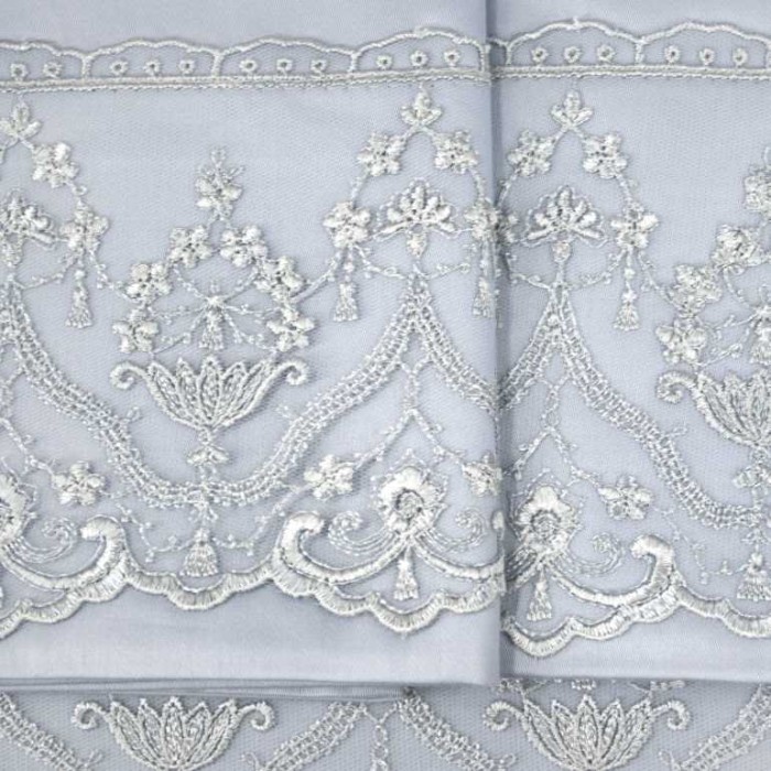 Постельное белье Tivolyo с кружевом "Lina", 2-х спальное (евро), серый