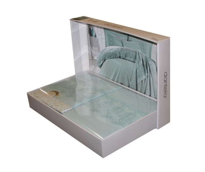 Постельное белье Dantela с покрывалом "Gizem", 2-х спальное (евро), мятный