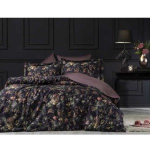 Постельное белье TIVOLYO сатин Deluxe "ELVEDEN", 2-х спальное (евро), черный