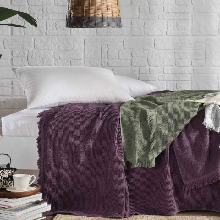 Покрывало Tivolyo махровое "Natural Slim", 220x240 см, серый