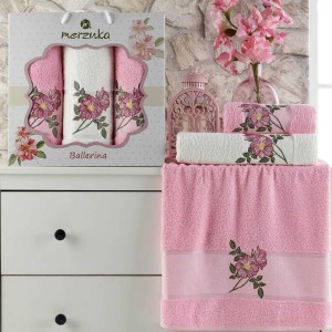 Комплект полотенец METEOR "BALLERINA", 50x90-70x140 см, 3 шт, розовый