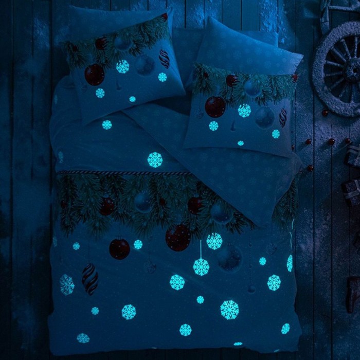 Постельное белье Tac светящееся "Snowflake", 2-х спальное (евро)