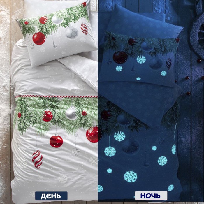 Постельное белье Tac светящееся "Snowflake", 2-х спальное (евро)